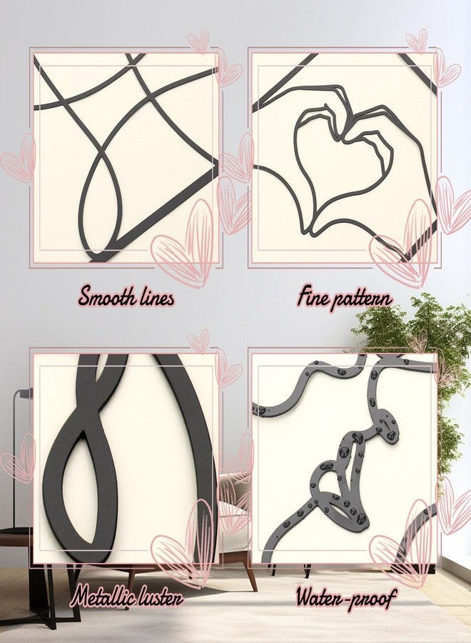 KOYILTD 3 Pcs Metal Minimalist Wall Art Love Wall Decor Metal Line Wall Art Bedroom Decor for Couples Love Decoration for Bedroom Living Room Bathroom Valentine's Day Decoration (Black) - Image 5